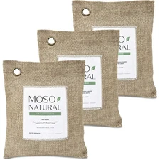 Moso Natural Air Purifying Bag 200g (3 Pack). Odor Eliminator for Car Closet Pet