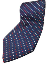 BROOKS BROTHERS BASICS made in USA 61" Long Silk Tie Blue Red White Star NEW
