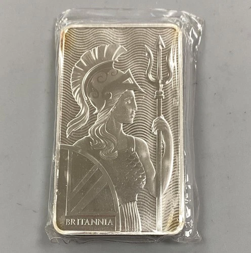 The Royal Mint 10ozt .999 Fine Silver Britannia Bar in plastic Toning  L24516