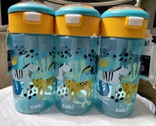 3 zak Leak-Proof Antimicrobial BPA-Free Kids Water Bottle 18oz Animal Theme