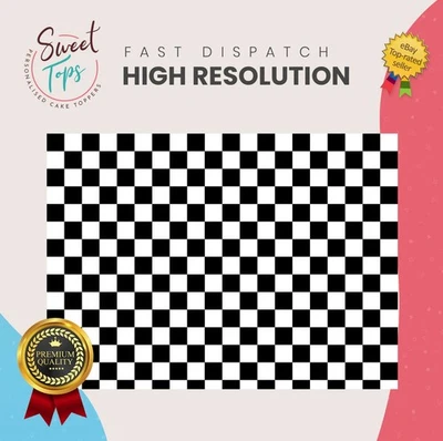 Chequered Flag Rectangle Edible Cake Topper Cake Decoration A4 up to A3 Size - Image 1 of 4