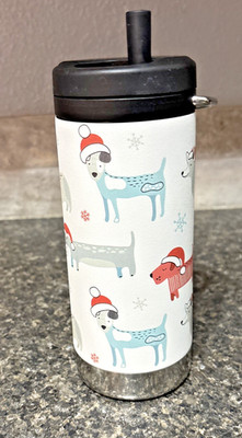 Klean Kanteen 12 oz Insulated Twist Cap Wide Bottle | Santa Dogs White-NEW