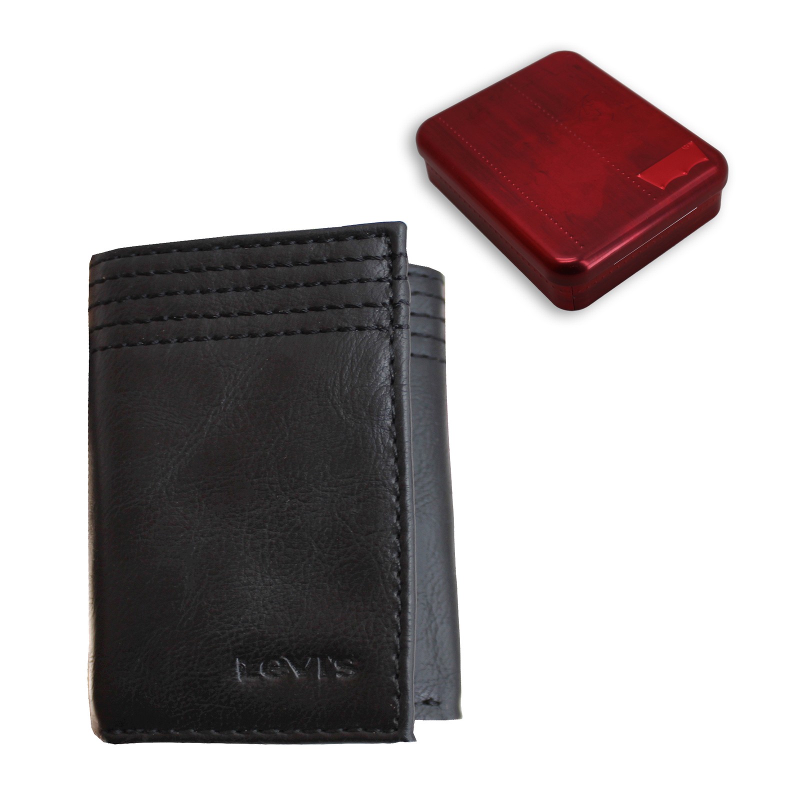 Levis Mens Leather Trifold ID Slot Credit Card Black Wallet 31LP110002 5890₽