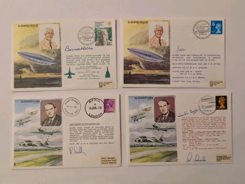 Group of 4 FDC Signed By Various WW2 Pilots  Including Barnes Wallis