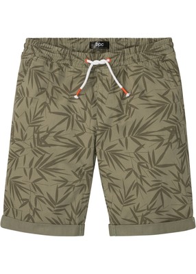 Bermuda mit Gummizugbund, Regular Fit Gr. 52 Oliv Bedruckt Herren Shorts Neu
