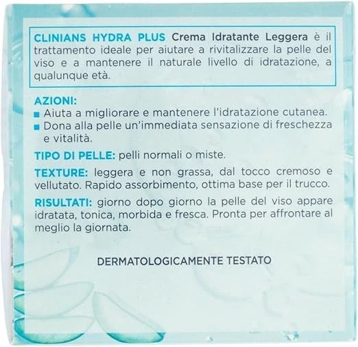 CLINIANS | Hydra Plus Crema Viso Idratante Leggera, Dermatologicamente Testato, - Immagine 2 di 2
