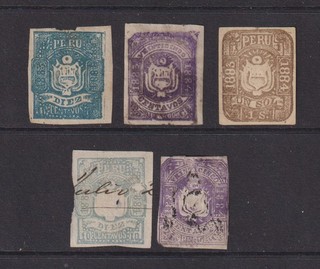 PERU 1883 Unissued stamps of Arequipa as seen (1275)
