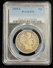 1915 S 50c Barber Half Dollar, PCGS Fine 15, Low Mintage Semi-Key Date Coin