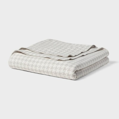 Full/Queen Brushed Cotton Blanket Gray Houndstooth - Threshold