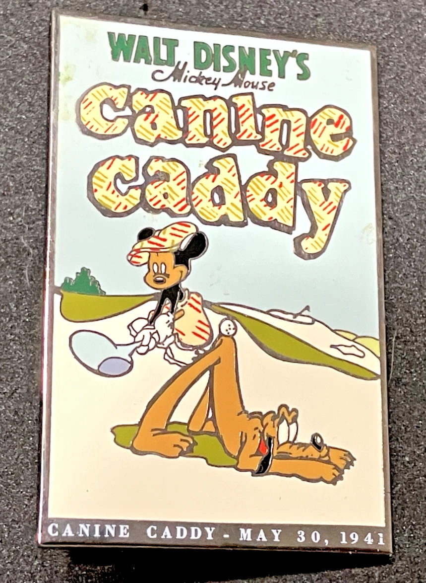 Disney Auctions LE 100 Canine Caddy movie poster Mickey & Pluto Golf pin