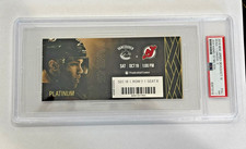 2019 Jack Hughes FIRST NHL GOAL TICKET 10/19/19 NJ Devils Vancouver PSA 7 GRADED