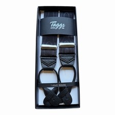 Taggs Moire black Braces With Printed Goat Leather Ends  multifit 