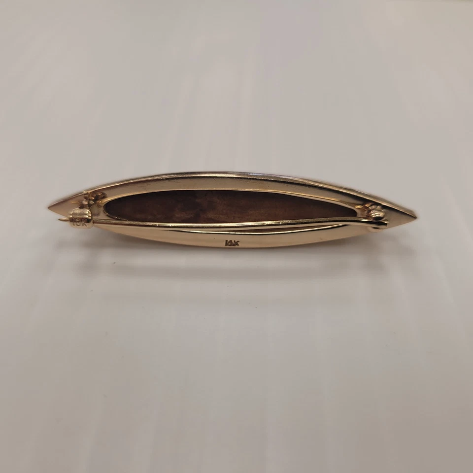 Unique Vintage 14k & 10k Gold Wood Brooch Pin READ DESCRIPTION  - Image 4 of 4
