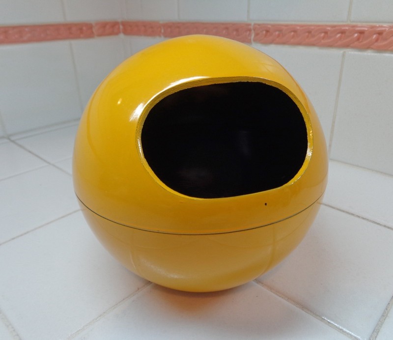 Vtg MOD Yellow Melamine Sphere Orb Nut or Snack Bowl~2 Part Screw on Upper~Japan