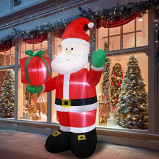 8FT Christmas Inflatables Santa with Gift 2025 NEW LED Outdoor Decoration