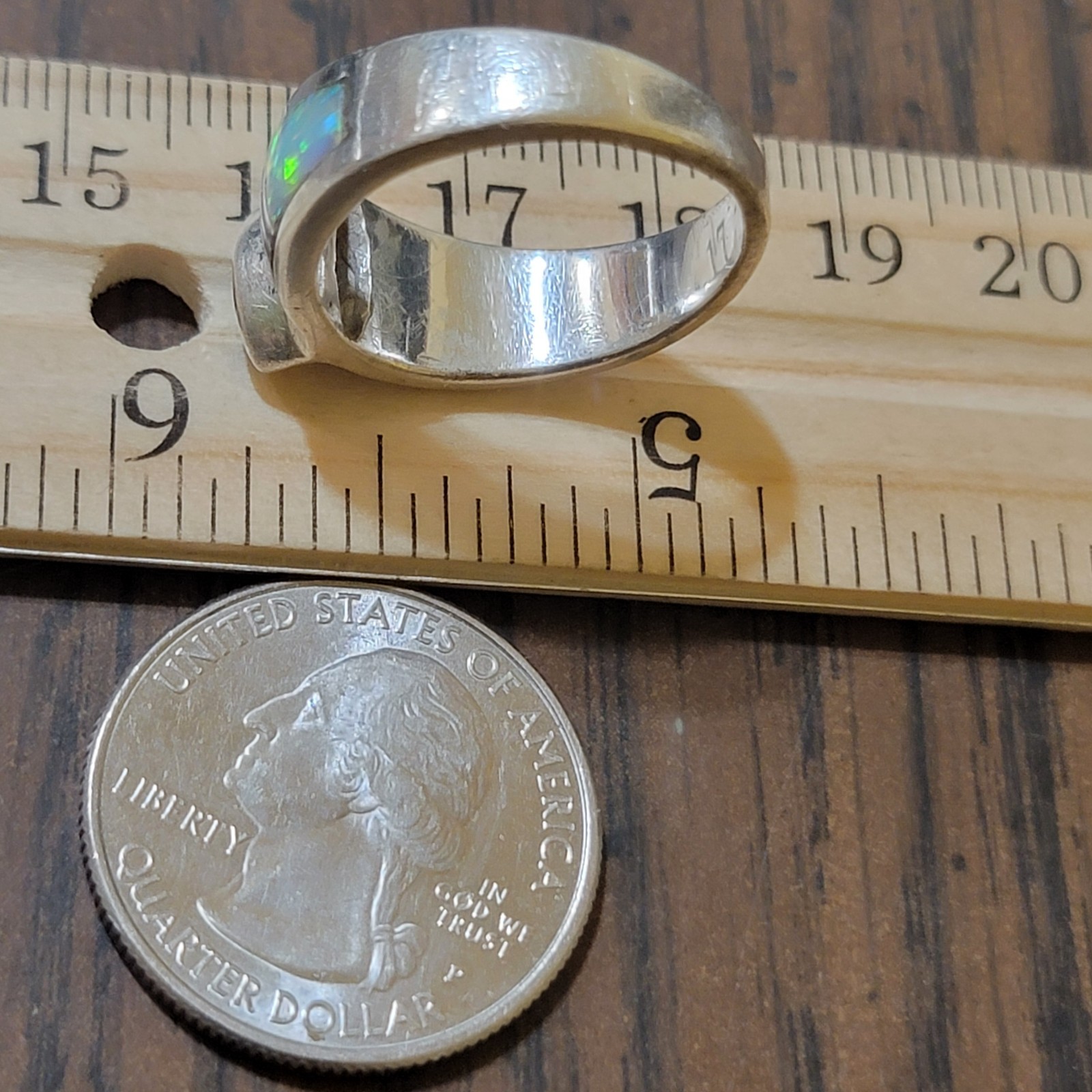 Rare sterling silver ring featuring opal inlay an… - image 8