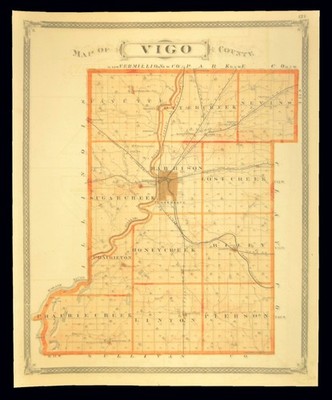 ca 1876 VIGO COUNTY Indiana Map Terre Haute Middletown Macksville