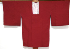 Japanese Men's Haori Kimono Jacket Silk Red Floral Lining Vintage Traditional