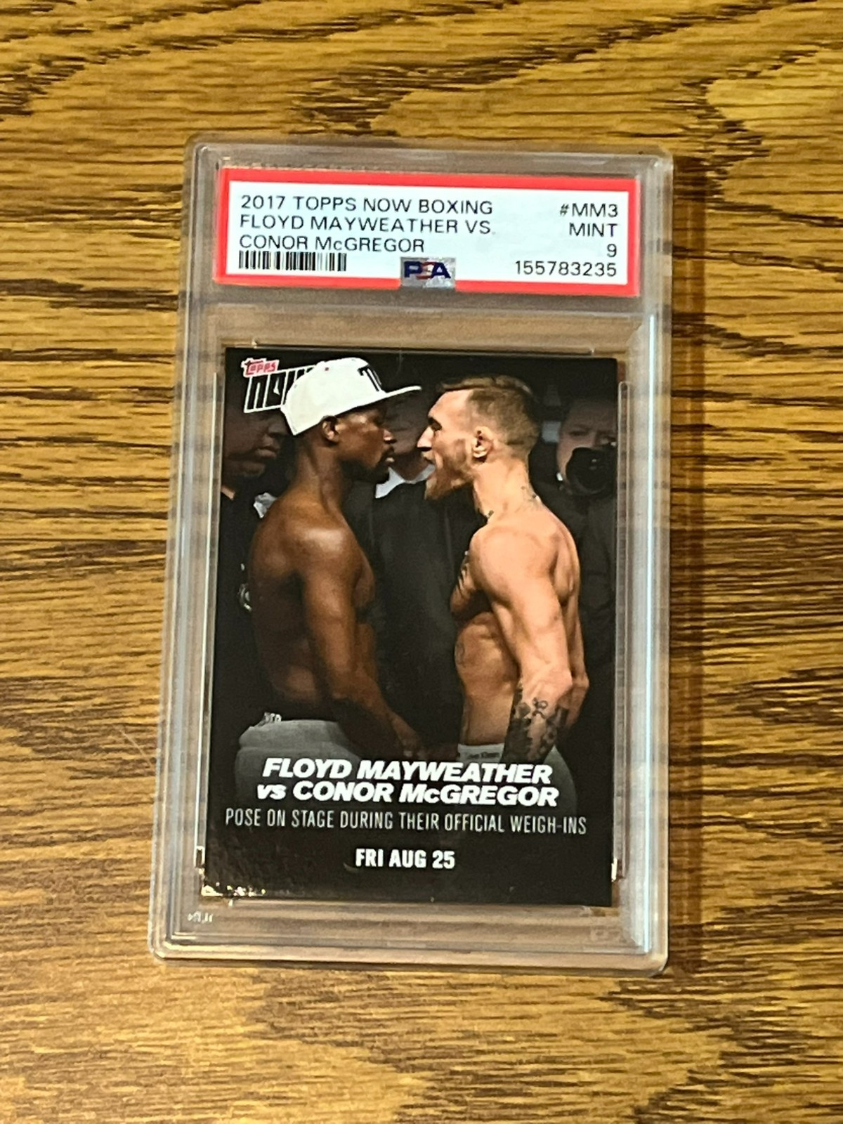 2017 TOPPS NOW BOXING #MM3 FLOYD MAYWEATHER VS CONNOR McGREGOR PSA 9