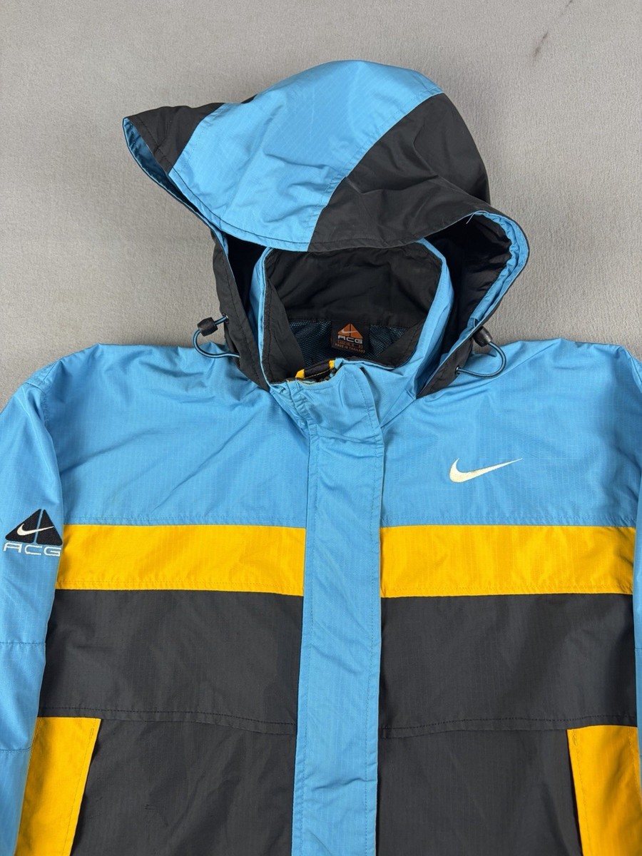 Vintage Nike ACG Windbreaker Jacket Size Large Blue Yellow Full