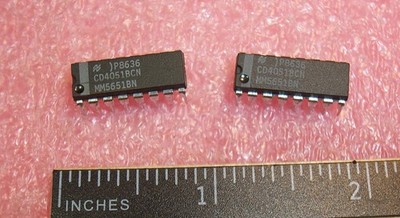 QTY (10) CD4051BCN MM5651BCN NSC 16 PIN DIP 4-CHANNEL MULTIPLEXER/DEMULTIPLEXER