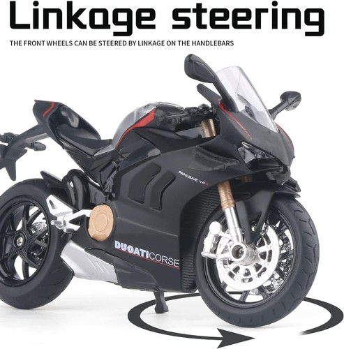 Modelo de motocicleta fundido a presión COOLPUR para Ducati V4, negro realista - Imagen 5 de 7