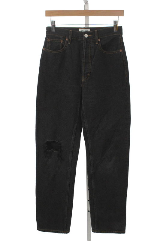 Still Here Womens Black Straight High Rise Button Jeans Size 25