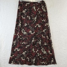Vintage Express Skirt Juniors 5/6 Black Floral Chiffon A Line Long Y2K Lined