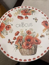 Set of 6 White Porcelain Cups with Saucers with Poppies Pattern - 250 ml 