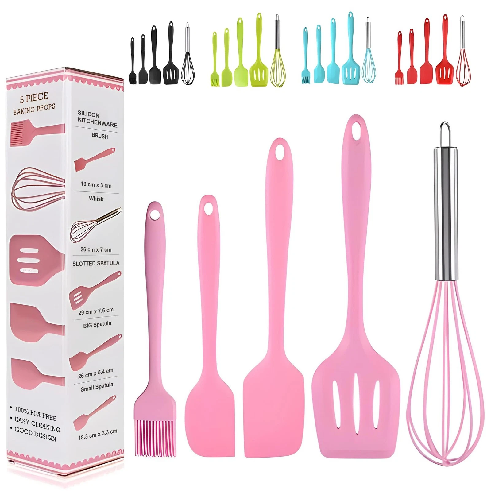 5 Pcs Silicone Spatula Set, Food Grade Rubber Spatula, silicone cooking utens...
