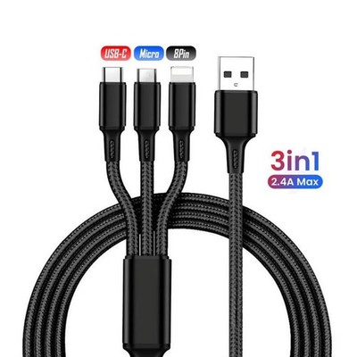 3in1 Fast USB Charging Cable Universal Multi Function CellPhone Charger Cord LOT