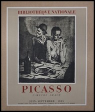 Pablo PICASSO : Exposition Oeuvre gravé, affiche lithographie originale  1954