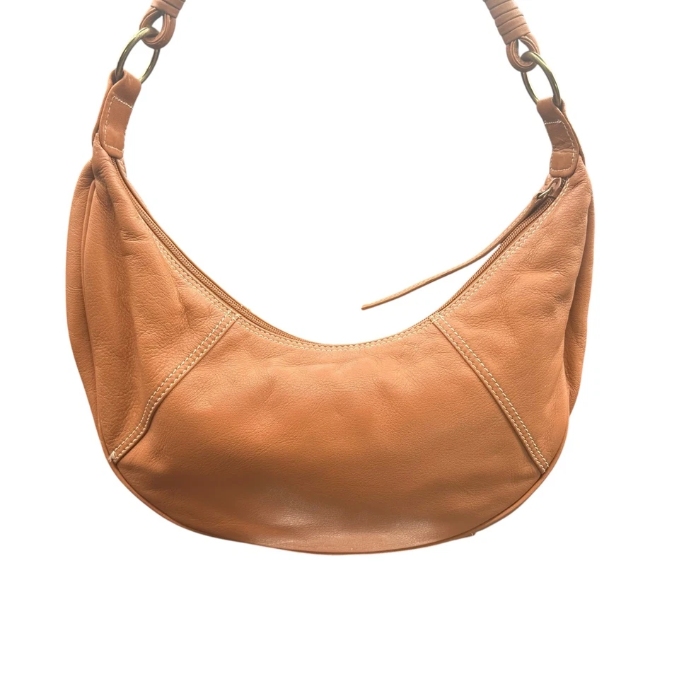 Bolso de Hombro Hobo Media Luna Cuero Coñac Valerie Stevens Cartera Holgada Foto 2 de 4