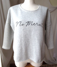 AMERICAN EAGLE OUTFITTERS SWEATSHIRT 3/4 SLV GRAY COTTON BLEND SOFT CROPPED XS