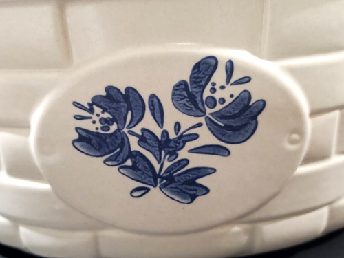 Pfaltzgraff Yorktowne Oval Basket Weave Planter Mail Holder Blue & Gray 8” X 5” - Picture 8 of 8