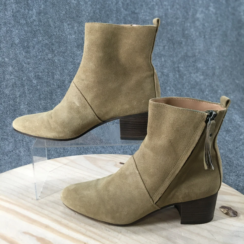 Banana Republic Botas Mujer 9 M Lydia Botines Verde Gamuza Tacones Bloque Cremallera Foto 2 de 4