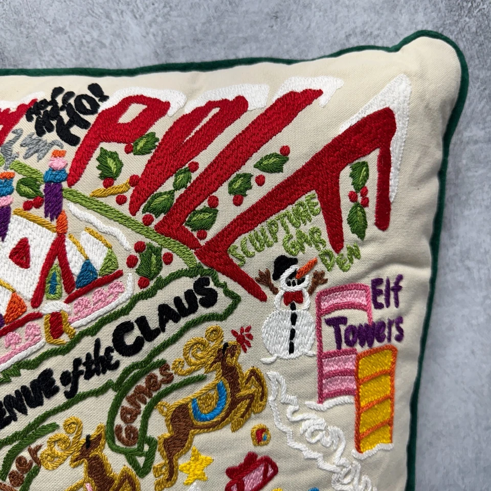 Catstudio North Pole Christmas Hand-Embroidered Decorative Pillow 2009 USA - Image 3 of 4
