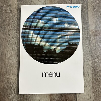 BOAC FIRST CLASS AIRLINE MENU LONDON 60s 70s