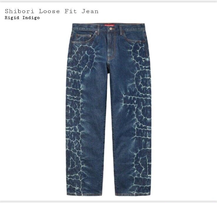 Supreme Shibori Loose Fit Jean Rigid Indigo Size 30