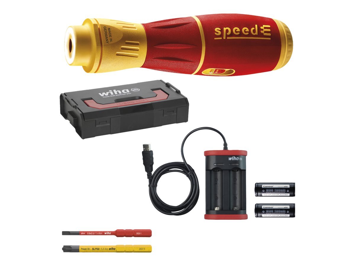 Wiha SpeedE II 591 E-Screwdriver Set Cordless with 2 Batteries 44318