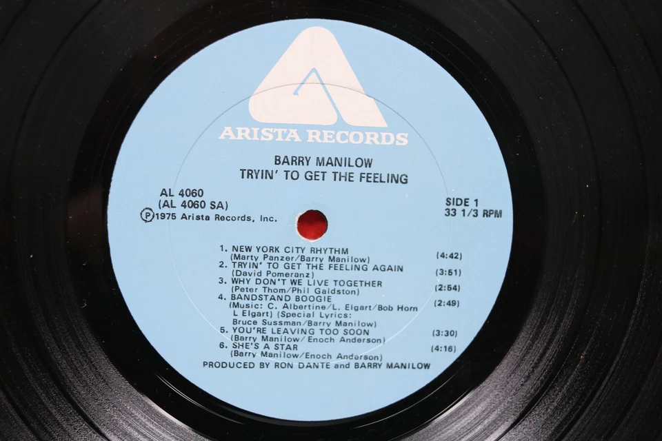 Barry Manilow Tryin To Get The Feeling 1975 Arista Records 33 RPM Vinyl LP Foto 4 de 4