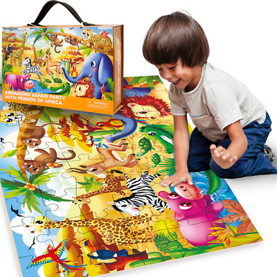 QUOKKA 48 Pieces Giant Floor Puzzles for Toddlers Ages 4-6 | 2x3 FT | Africa