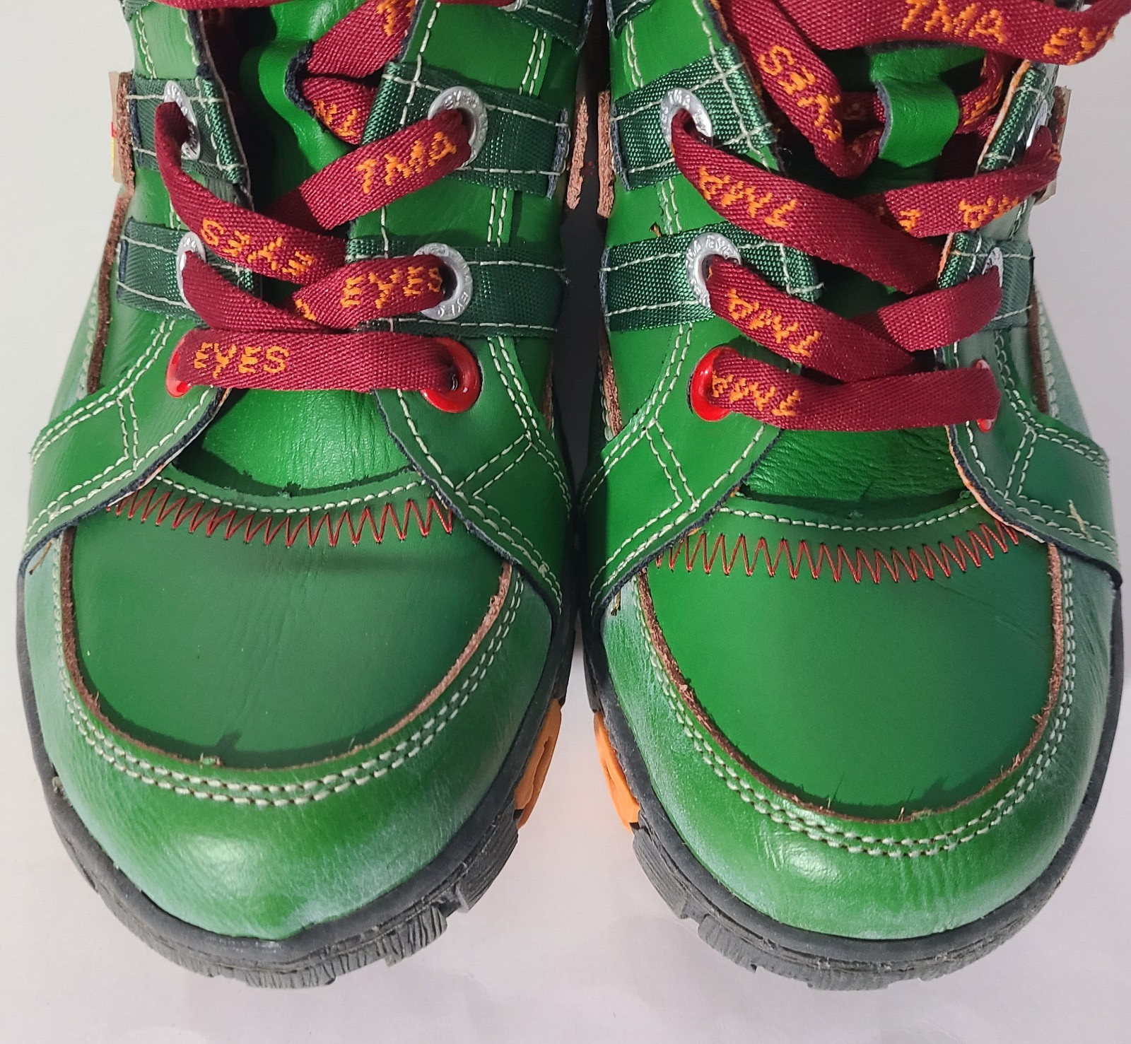 TMA Eyes  Green/Orange Leather Shoes Size 9  Made in Germany