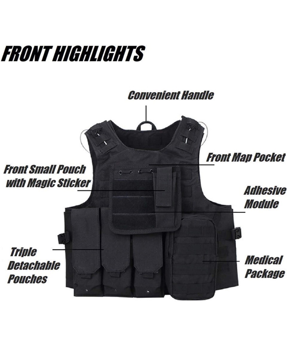 HYCOPROT Tactical Vest, 1000D Oxford Adjustable Military Airsoft Vest with Multi - second product detail image