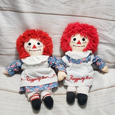Raggedy Ann Cloth Rag Doll Yarn Hair Floral Apron Dress 12 Inch Set Annabelle