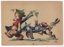 1930 Funny Anthropomorphic Animals in Dressed Carry the wounded DDR OLD postcard