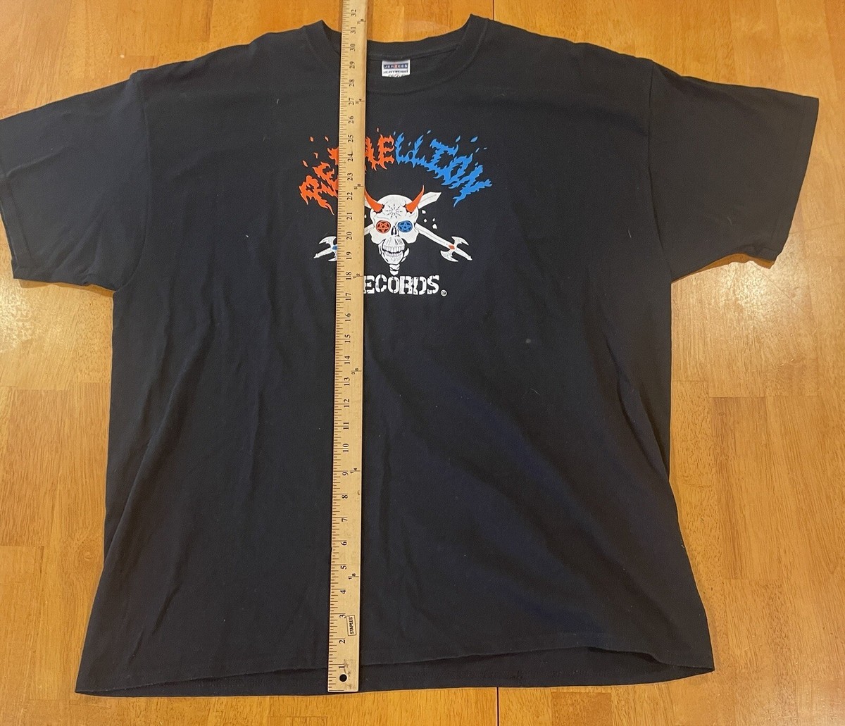 Vintage 90s Rebellion Records Shirt Skull 2XL View 5