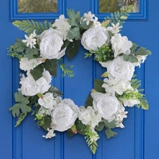 Artificial Spring Wreath for Front Door or Porch, Flower