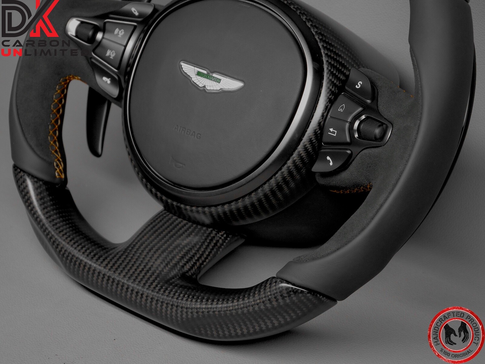 Aston Martin DB11 DBS Vantage Orange Ring Matte Twill Carbon Steering Wheel v3