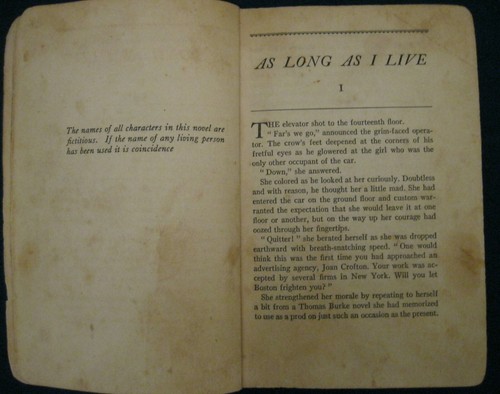 SOLONG AS I LIVE BY EMILIE LORING COPYRIGHT 1937 VINTAGE GEBUNDENE RUNDE SEITEN - Bild 10 von 10